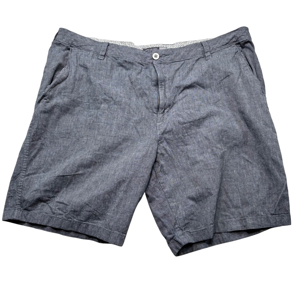 Van Heusen Mens Never Tuck Straight Fit Shorts Blue Diamond Pattern 40x9.5 #900‎